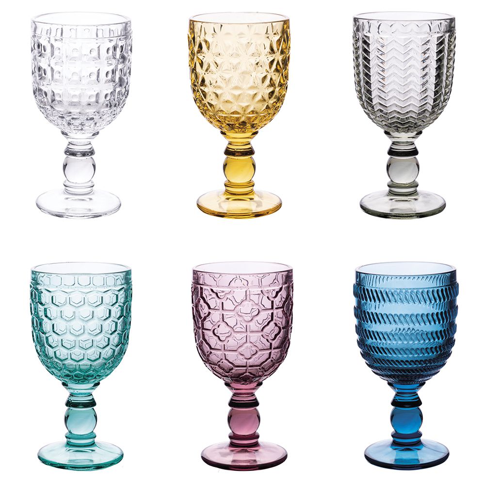 VILLA D'ESTE HOME TIVOLI Geometrie Calice Vino Set 6 Pezzi 310ml Multicolore Vetro