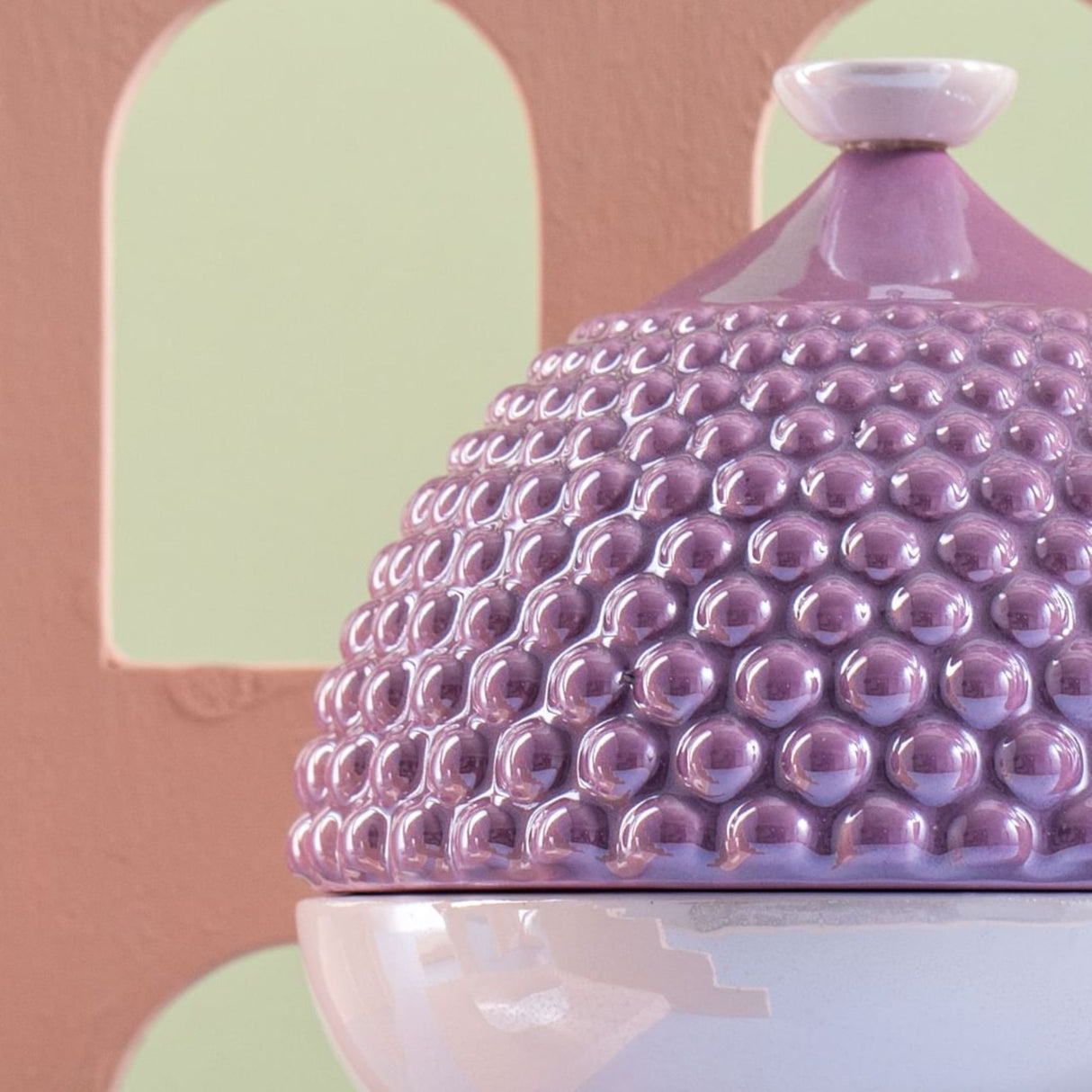 EMÒ ITALIA Scatola Portaoggetti con Coperchio Pumo Pugliese Giallo Bianco Ceramica 11 cm