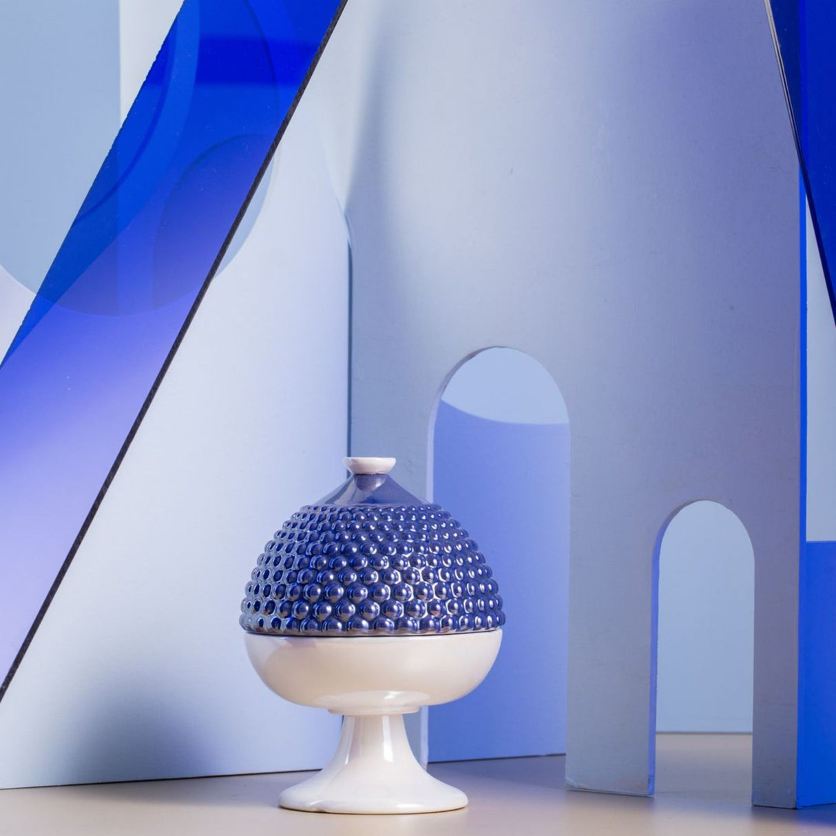 EMÒ ITALIA Scatola Portaoggetti con Coperchio Pumo Pugliese Ottanio Bianco Ceramica 11 cm