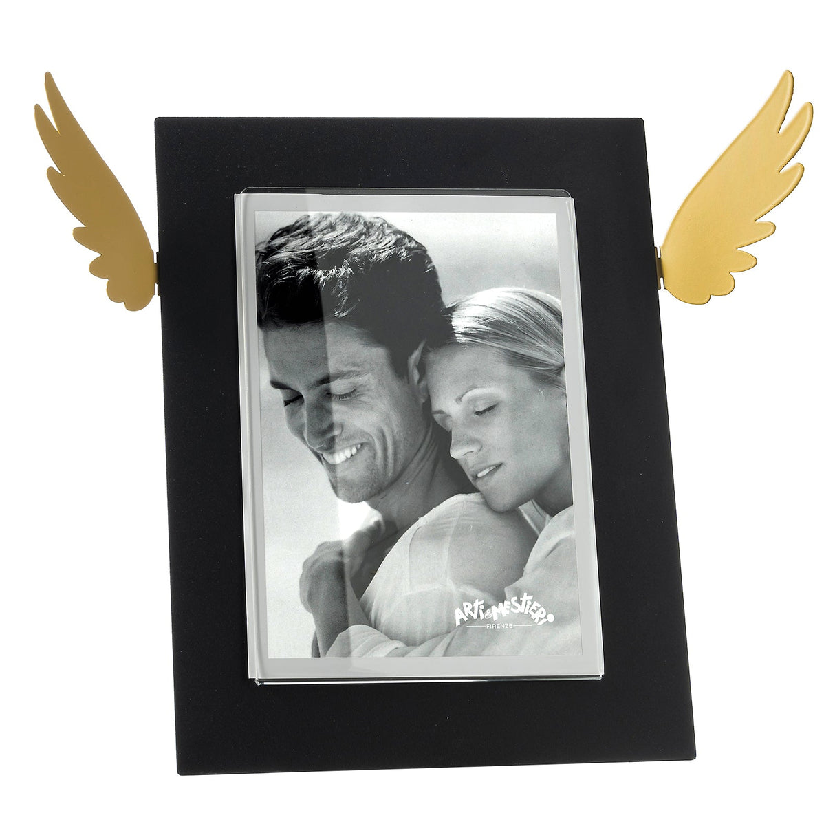 ARTI & MESTIERI Portafoto di Design Icaro Grande Nero Ocra 33,3x25cm