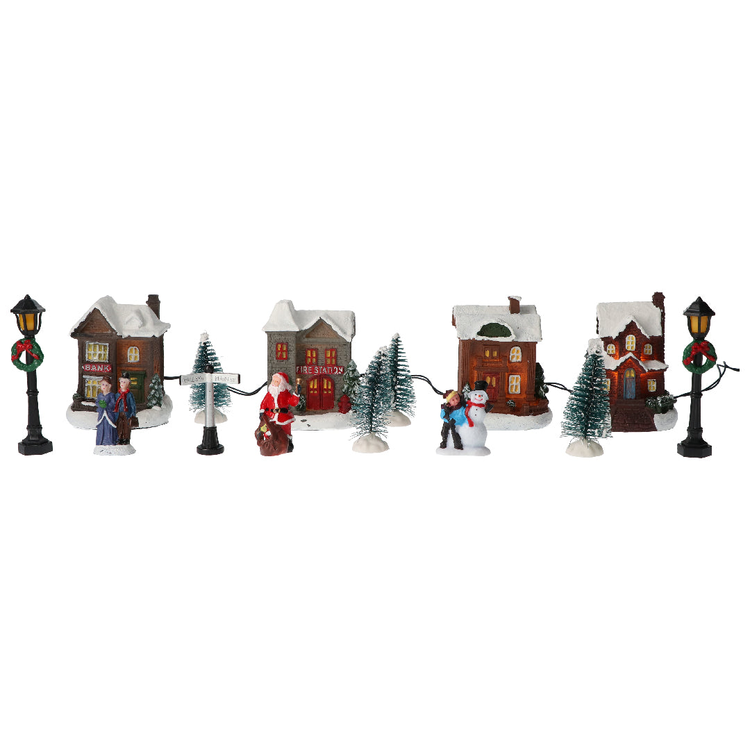 Villaggio di Natale Timstor in plastica con luci LED 15 pezzi 34,5x19 cm