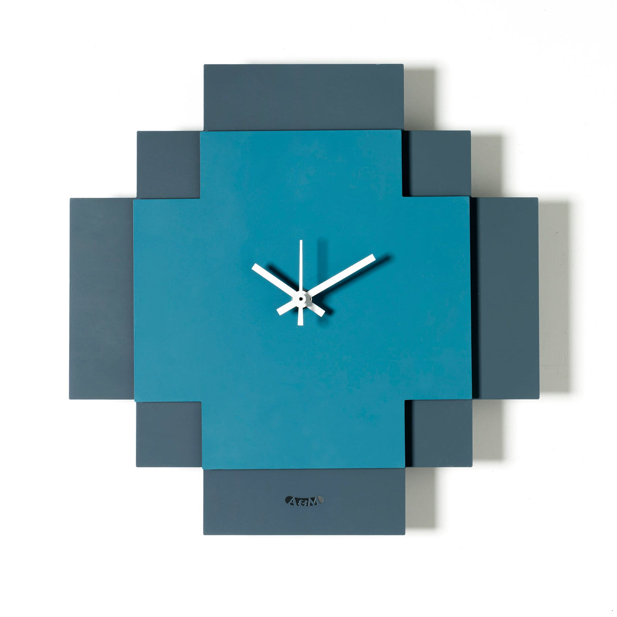 ARTI & MESTIERI Orologio di Design Geometrico Tetris Petrolio Blu Oltremare 28x28cm