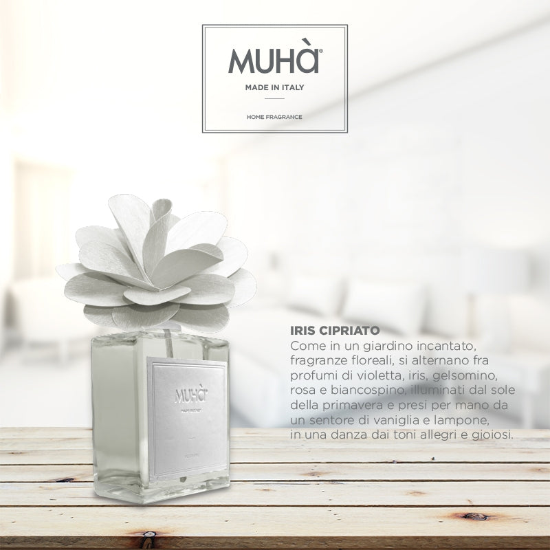 MUHA' Flower 500ml Profumatore D'Ambiente Diffusore Iris Cipriato