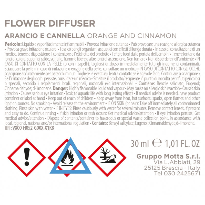 MUHA' Flower 30ml Air Freshener Diffuser Red Orange and Cinnamon