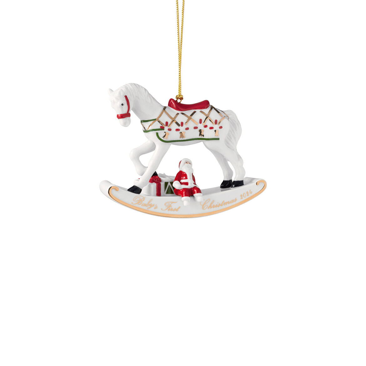 VILLEROY & BOCH Annual Ornaments 2024 Addobbo per Albero di Natale Cavallo a Dondolo 11x9cm Porcellana