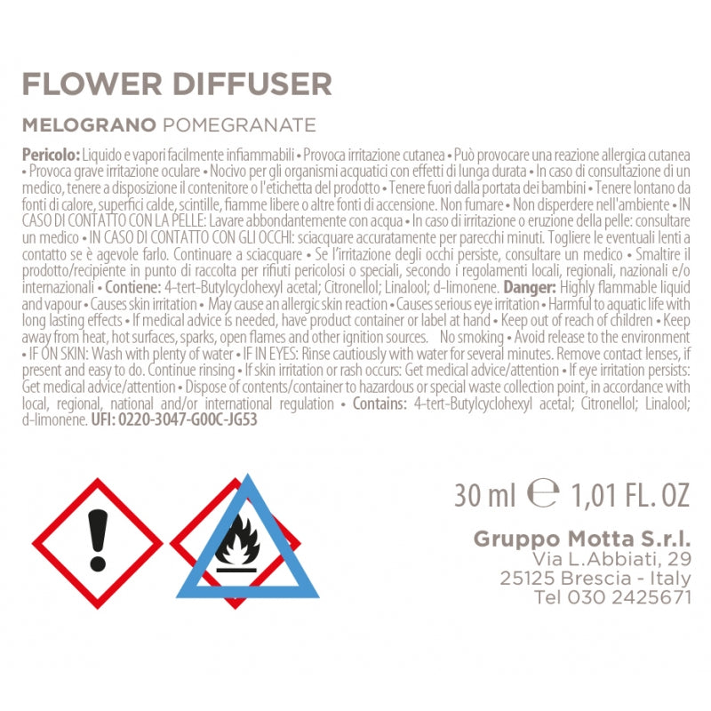 MUHA' Flower 30ml Profumatore D'Ambiente Diffusore Melograno