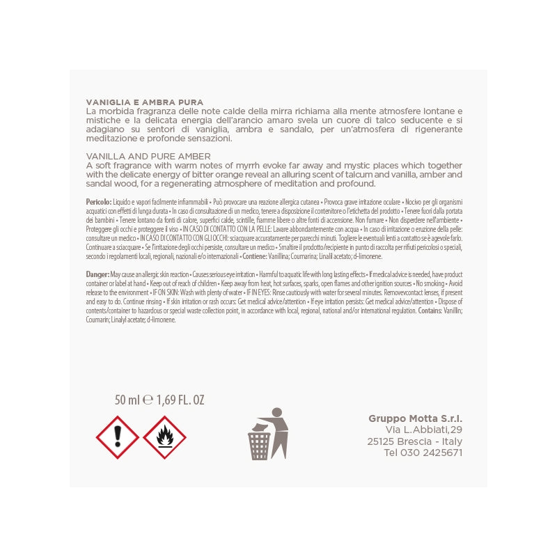 MUHA' Rosa 50ml Profumatore D'Ambiente Diffusore Vaniglia e Ambra Pura