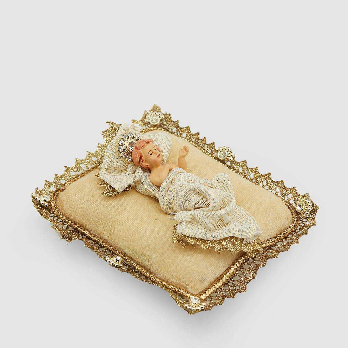 EDG Enzo De Gasperi Gesù Bambino con Cuscino Oro Presepe 14x12cm Decorazione Natalizia