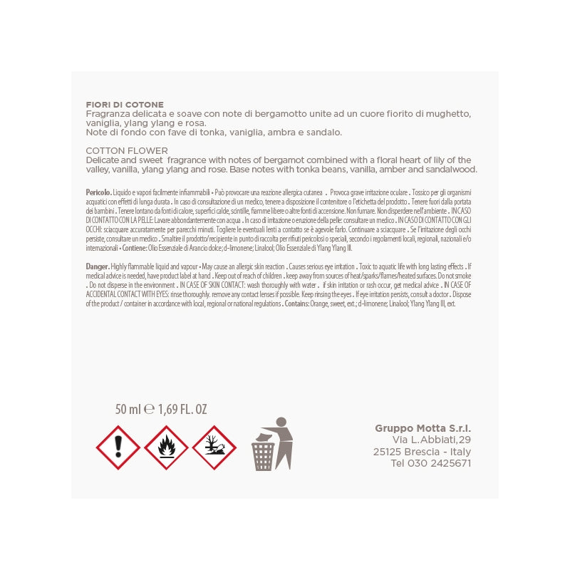 MUHA' Rosa 50ml Profumatore D'Ambiente Diffusore Fiori di Cotone