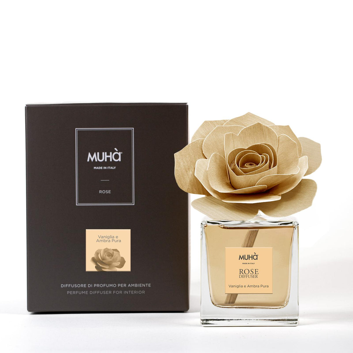 MUHA' Rosa 100ml Home Fragrance Diffuser Vanilla and Pure Amber