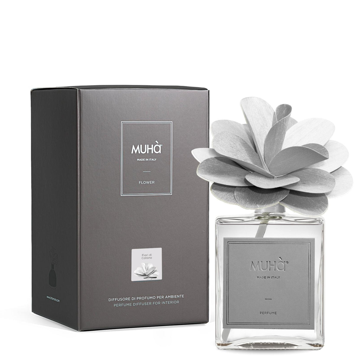 MUHA' Profumatore d'Ambiente Diffusore Flower 500ml Fiori di Cotone