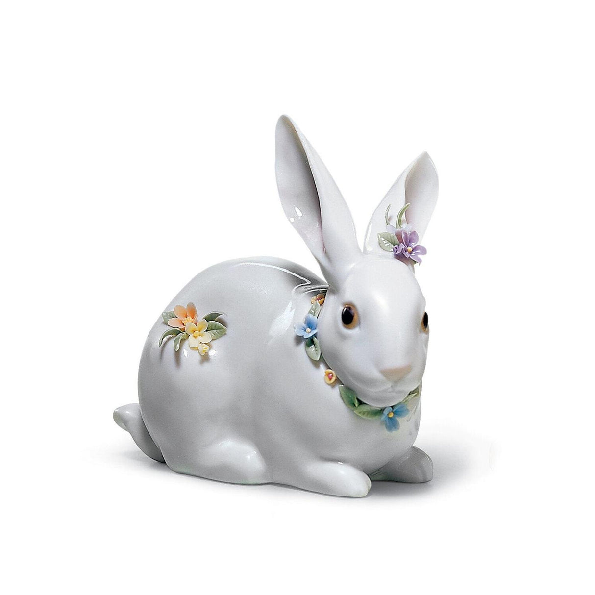 LLADRO' Figurina Coniglio con Fiori 11x12cm Porcellana