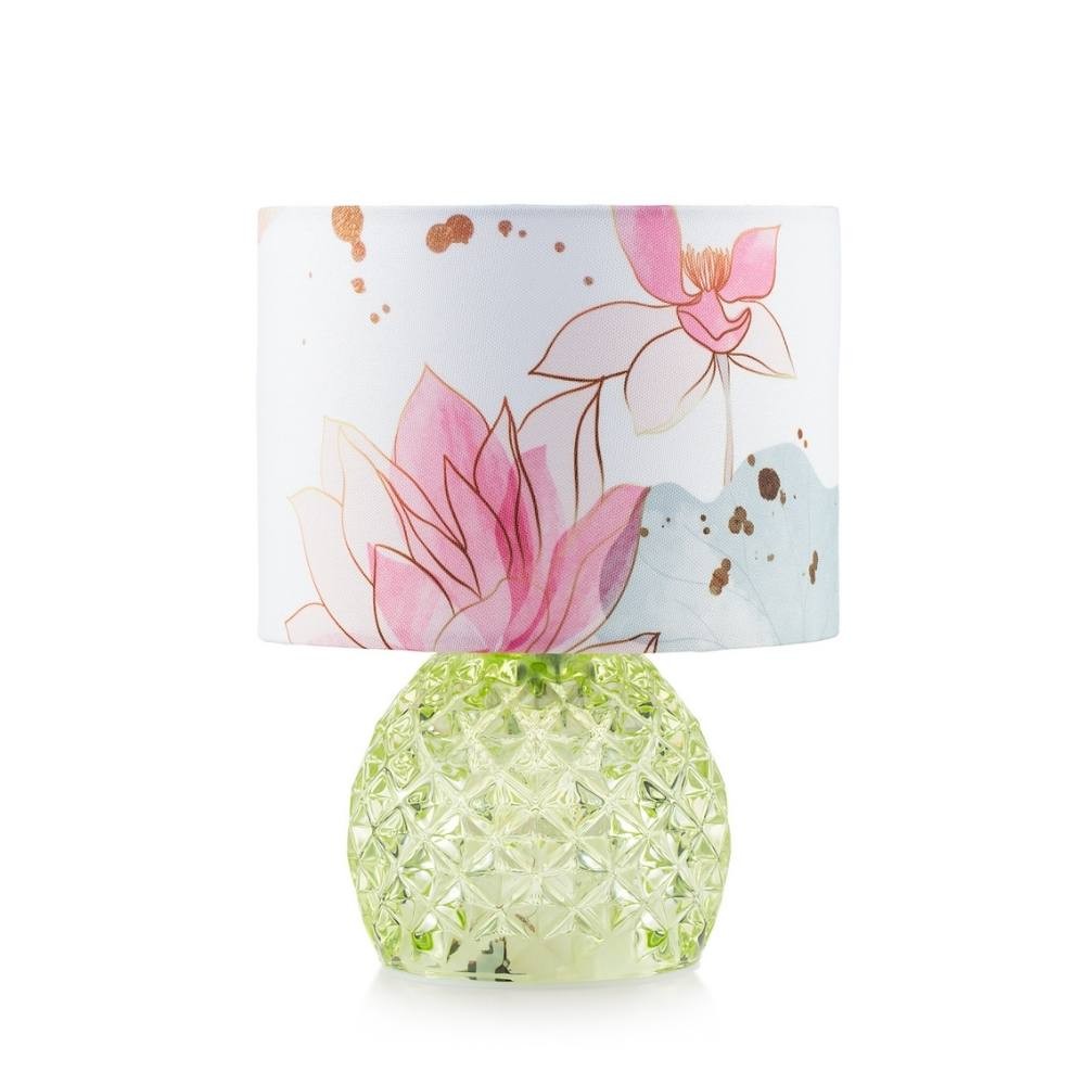 EMÒ ITALIA Rayon Lampada da Tavolo in Vetro Verde 16x22cm Paralume Fiorato