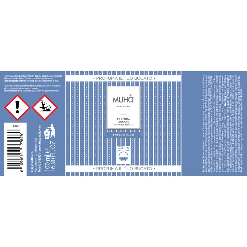 MUHA' Profumo Bucato Lavatrice 100ml Fresco Puro