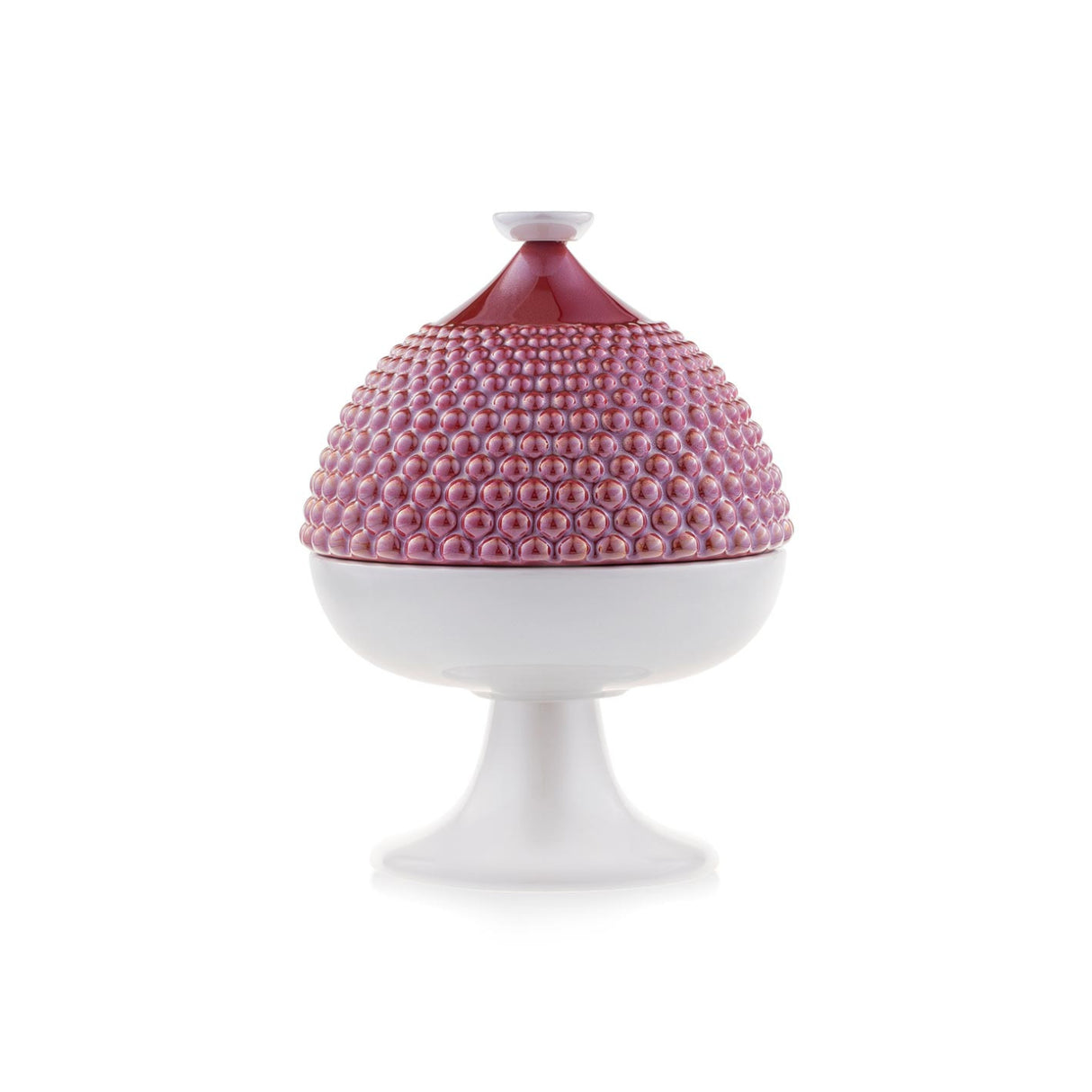 EMÒ ITALIA Scatola Portaoggetti con Coperchio Pumo Pugliese Rosso Bianco Ceramica 13,5 cm