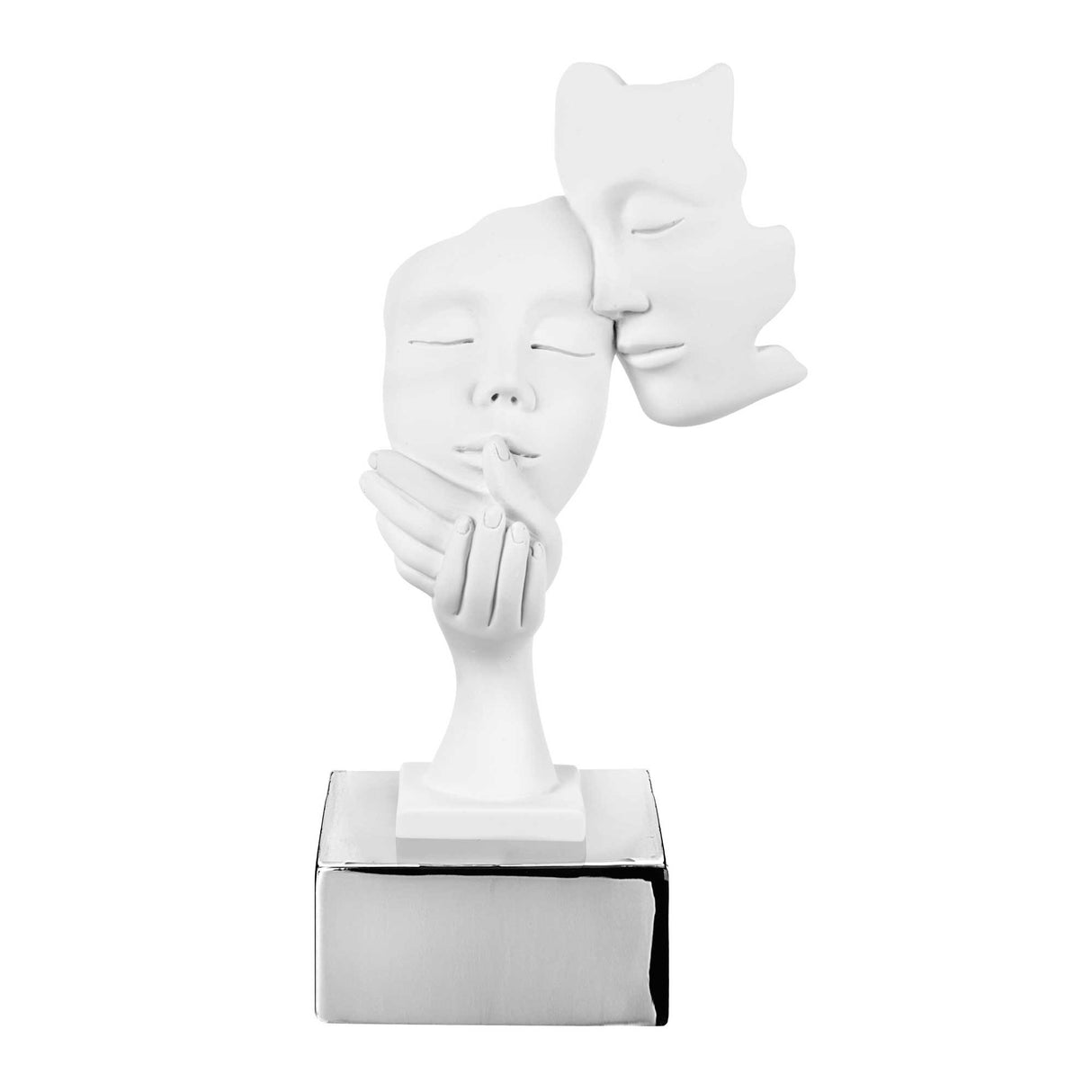 BONGELLI PREZIOSI Scultura da Tavolo Moderna Volti in Marmorino Base Argento 20cm