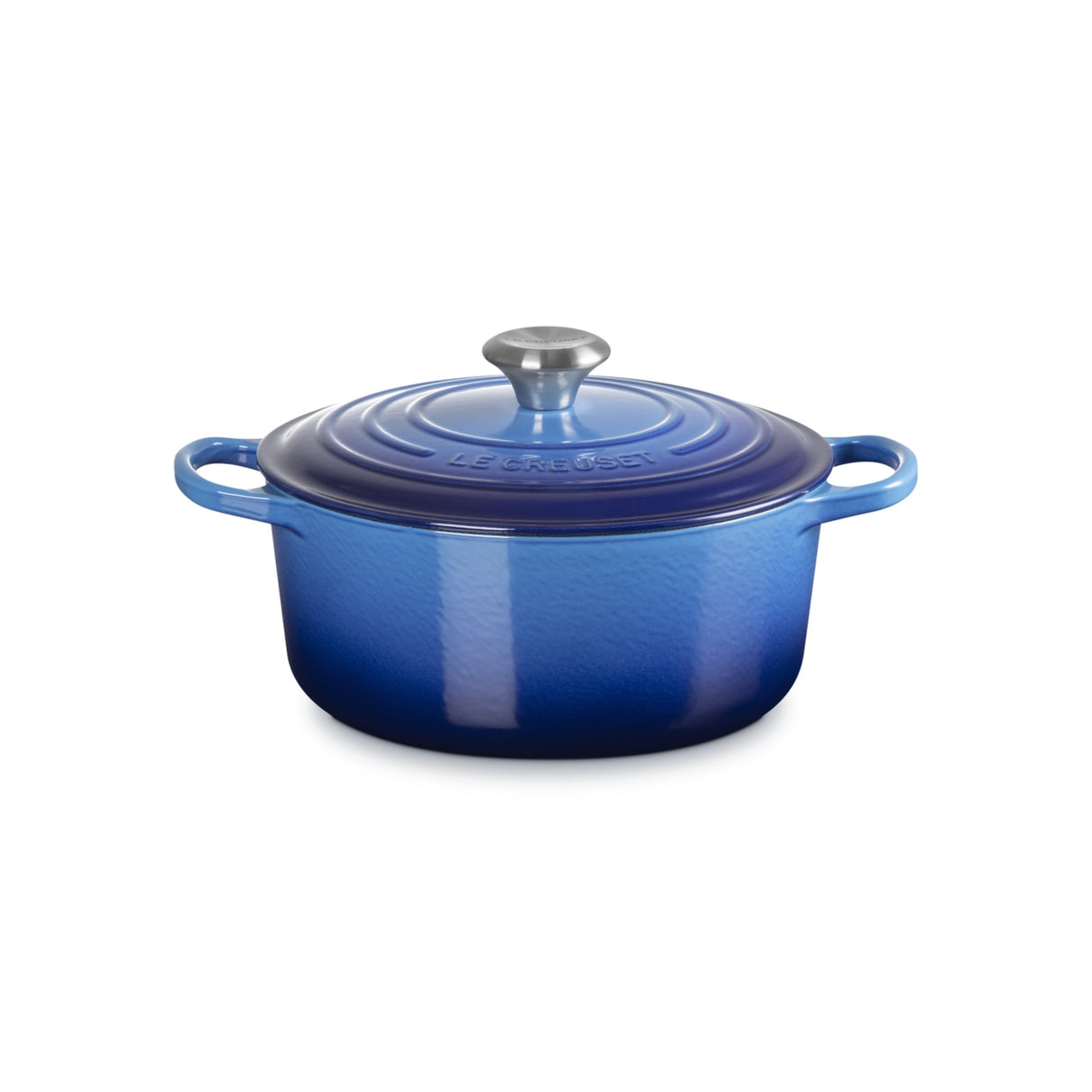 LE CREUSET Cocotte Rotonda Evolution 24cm Azure Blu Ghisa Vetrificata