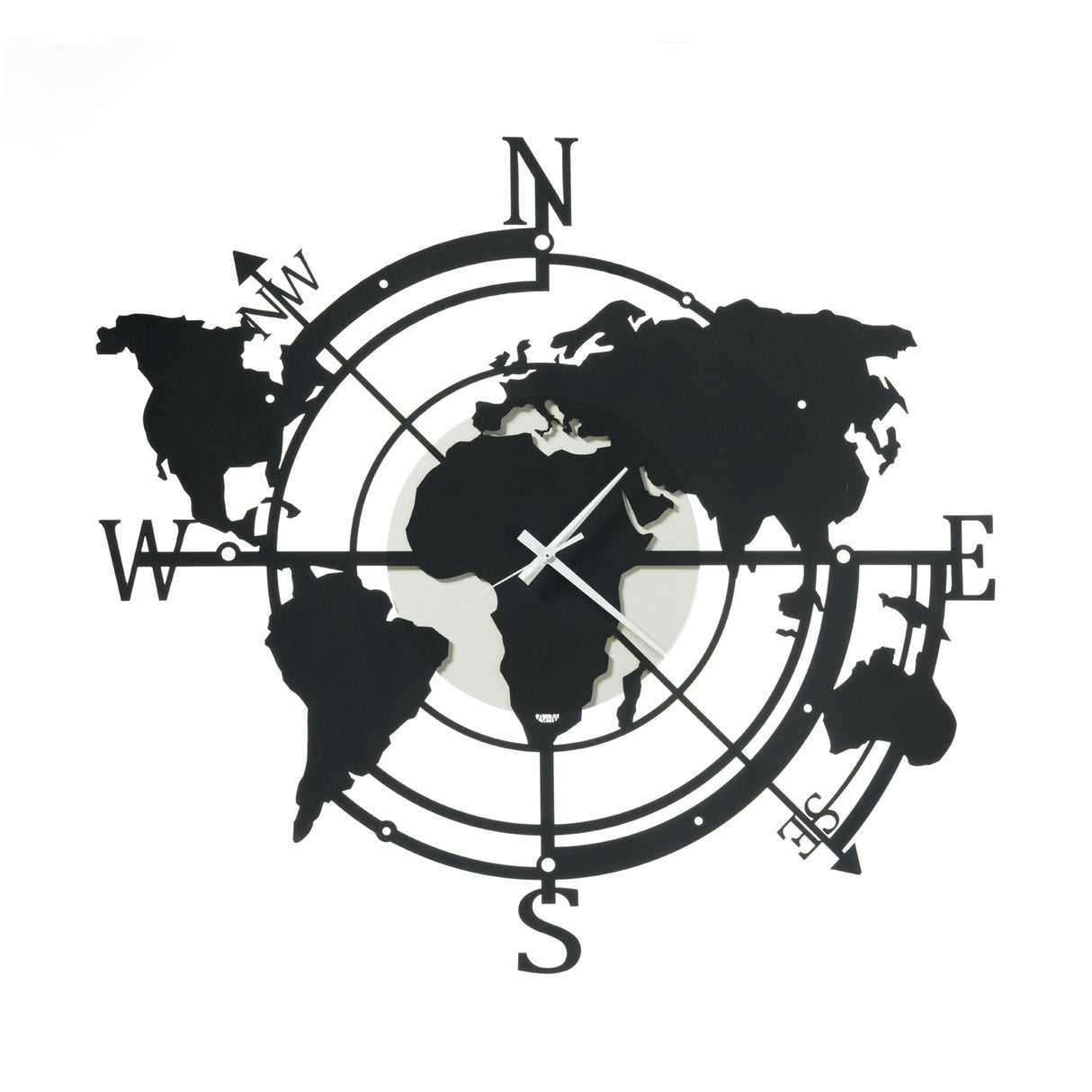 ARTI & MESTIERI Orologio di Design da Parete Planisfero Piccolo Avorio E Nero