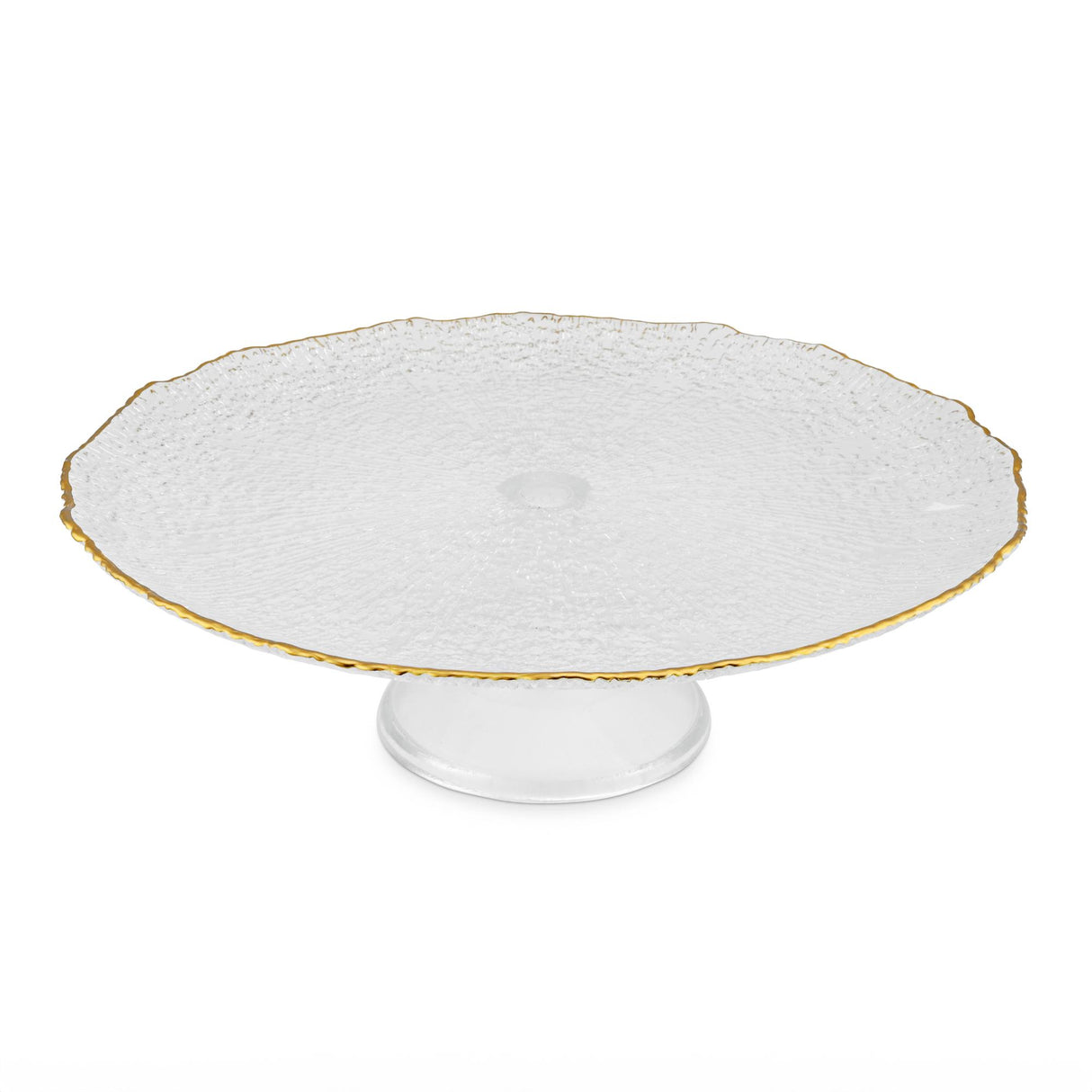 LA PORCELLANA BIANCA Maestà Alzata Piatto Torta con Piede Filo Oro 33cm Vetro