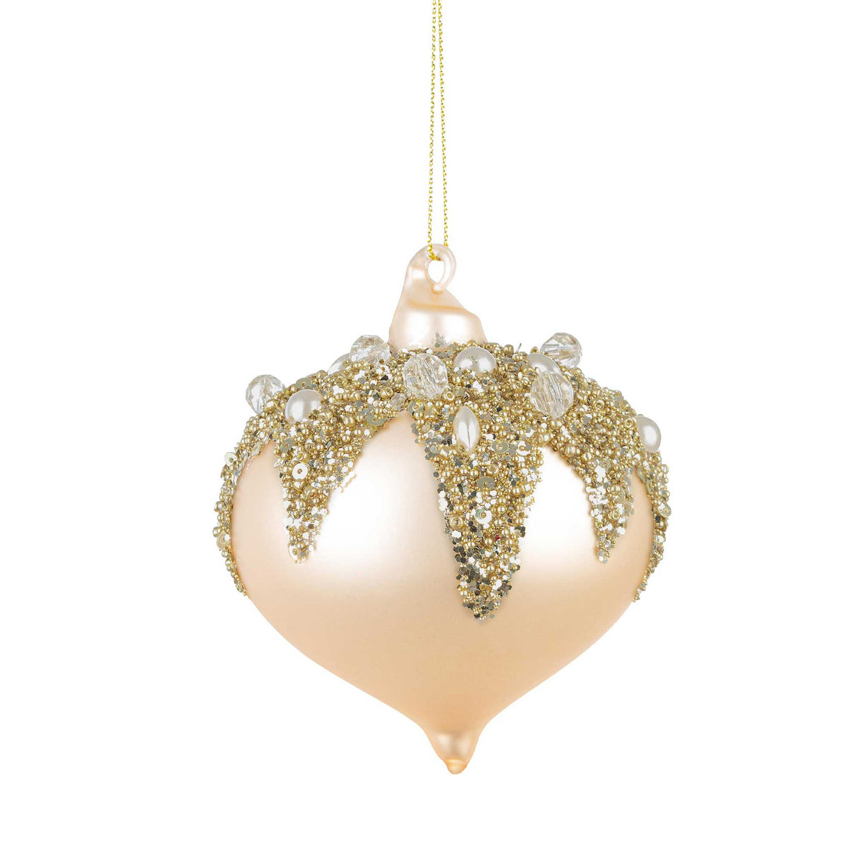 BIZZOTTO Trottola Addobbo di Natale Imperial Champagne 10cm Vetro