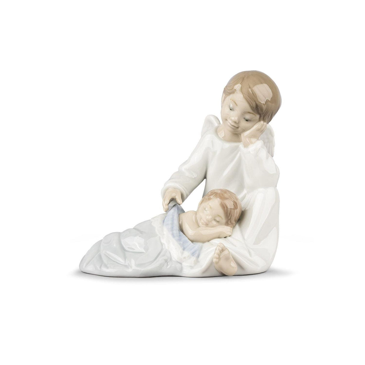 LLADRO' Figurina Il Mio Angelo Custode Blu 14x14cm Porcellana