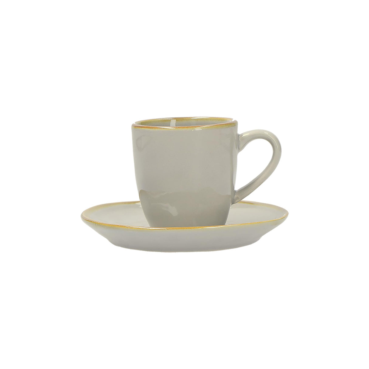 ROSE & TULIPANI Concerto Tazza Caffè c/Piattino 90ml Grigio Perla Stoneware