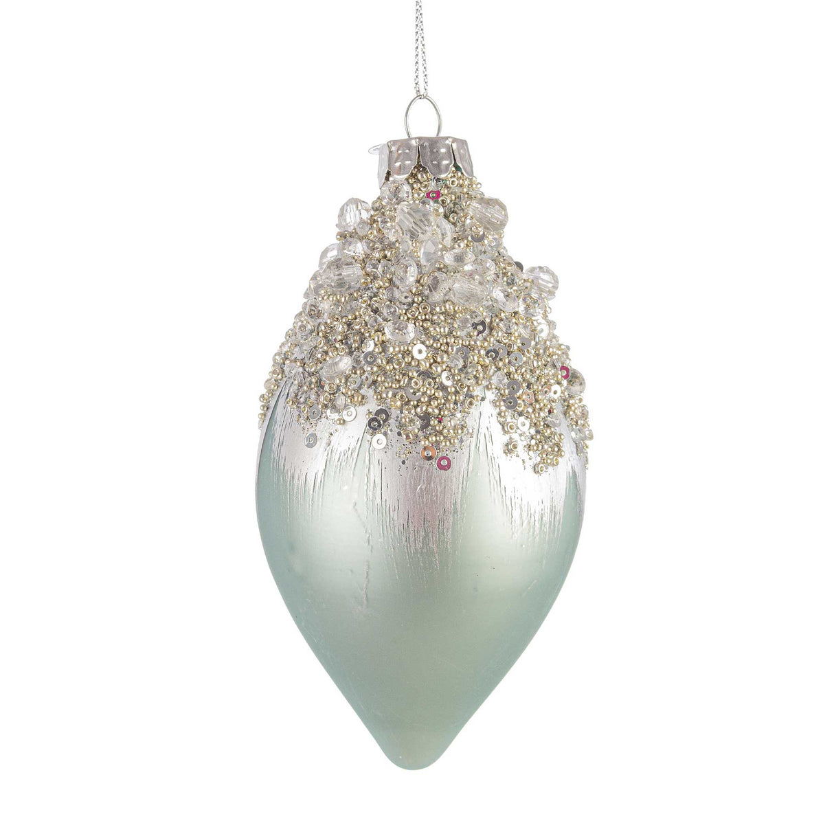 BIZZOTTO Fuso Addobbo di Natale Gleeful Verde Acqua 13cm Vetro