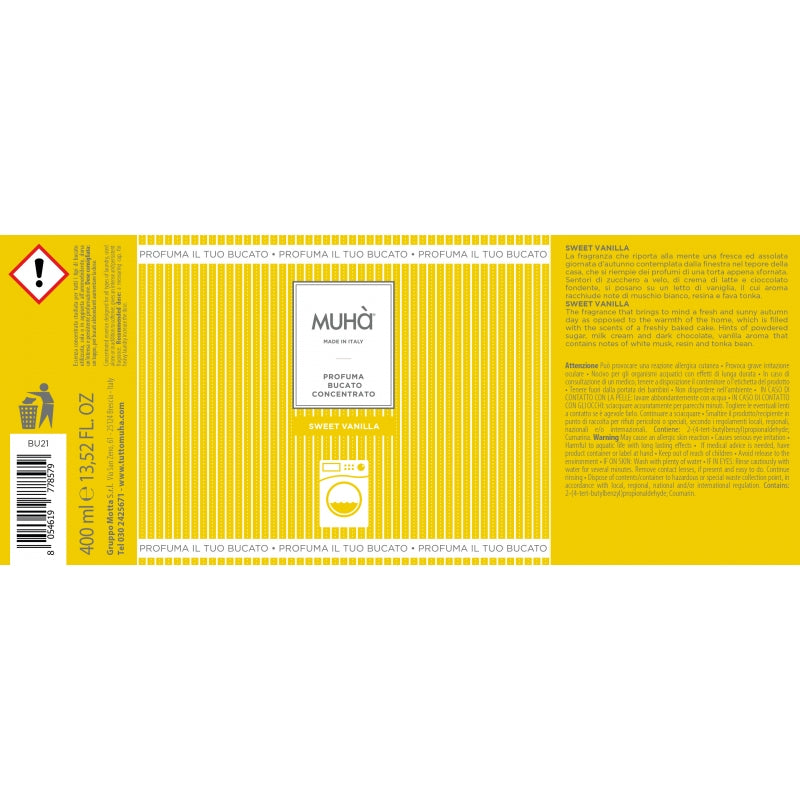 MUHA' Laundry Perfume Washing Machine 400ml Sweet Vanilla