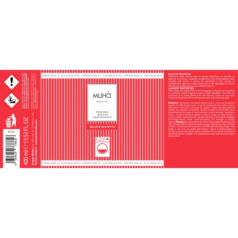 MUHA' Profumo Bucato Lavatrice 400ml Protetto