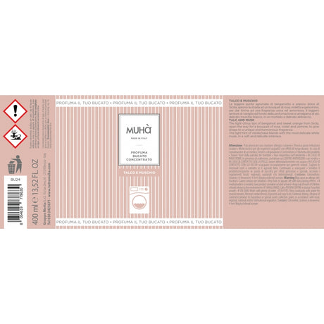 MUHA' Profumo Bucato Lavatrice 400ml Talco e Muschio