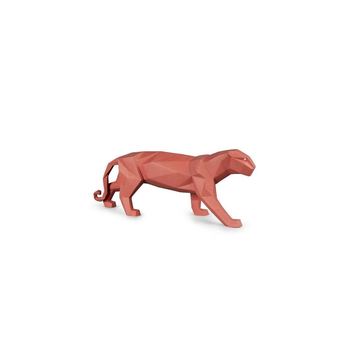 LLADRO' Scultura Pantera Corallo Opaco 19x50cm Porcellana