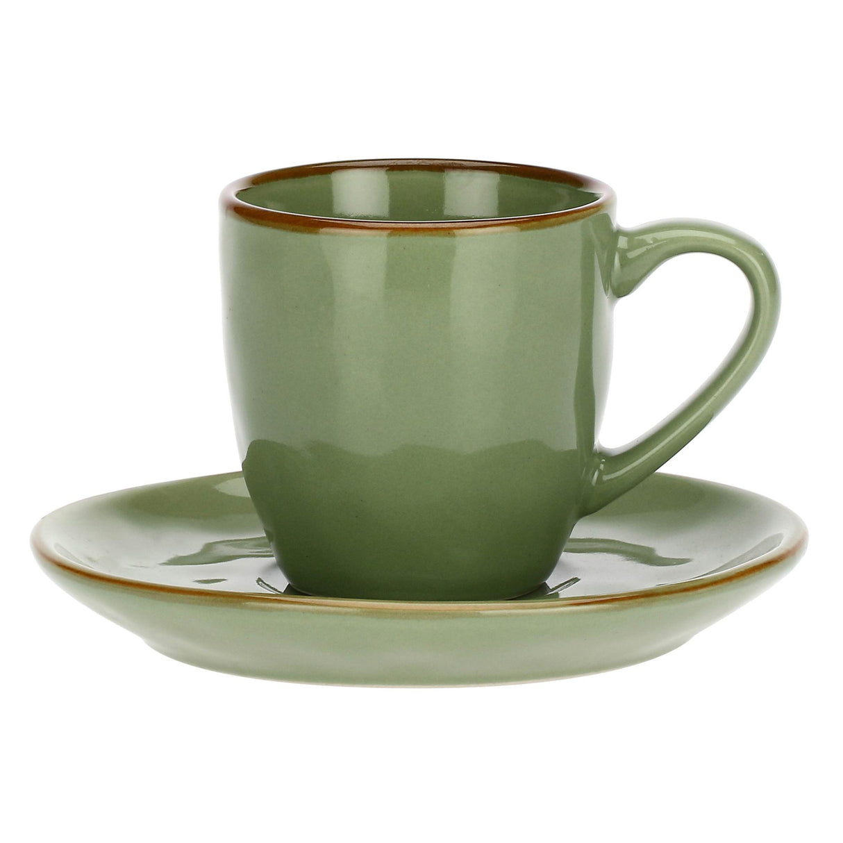 Tazza caffè con piattino Rose & Tulipani in stoneware verde oliva 90 ml