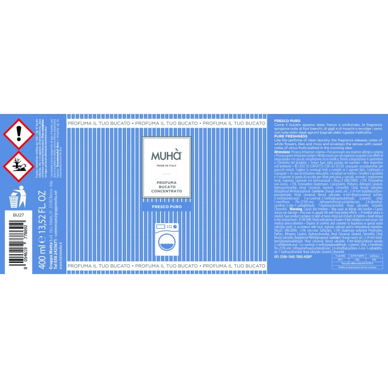 MUHA' Washing Machine Laundry Perfume 400ml Pure Fresh