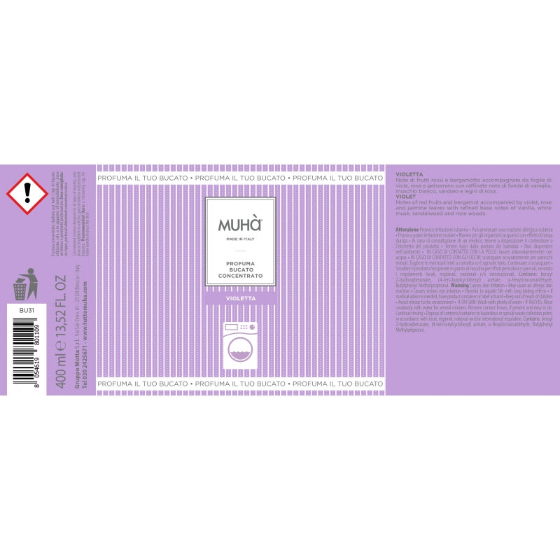 MUHA' Profumo Bucato Lavatrice 400ml Violetta