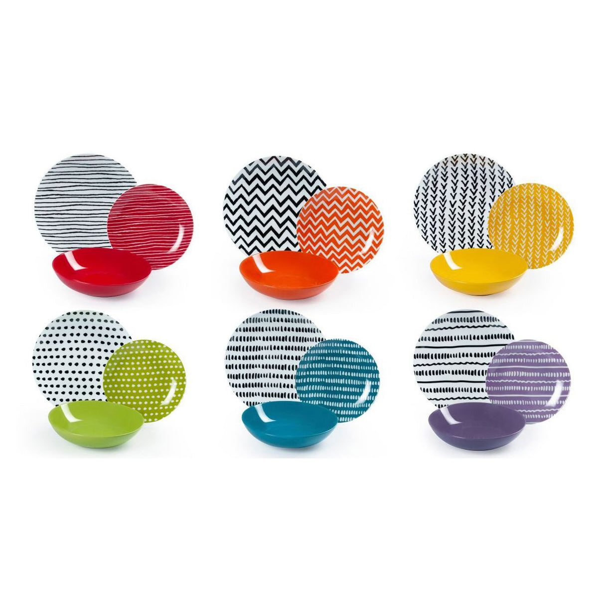 EXCELSA Crazy Line Servizio Tavola Piatti Set 18 Pezzi Porcellana Multcolore