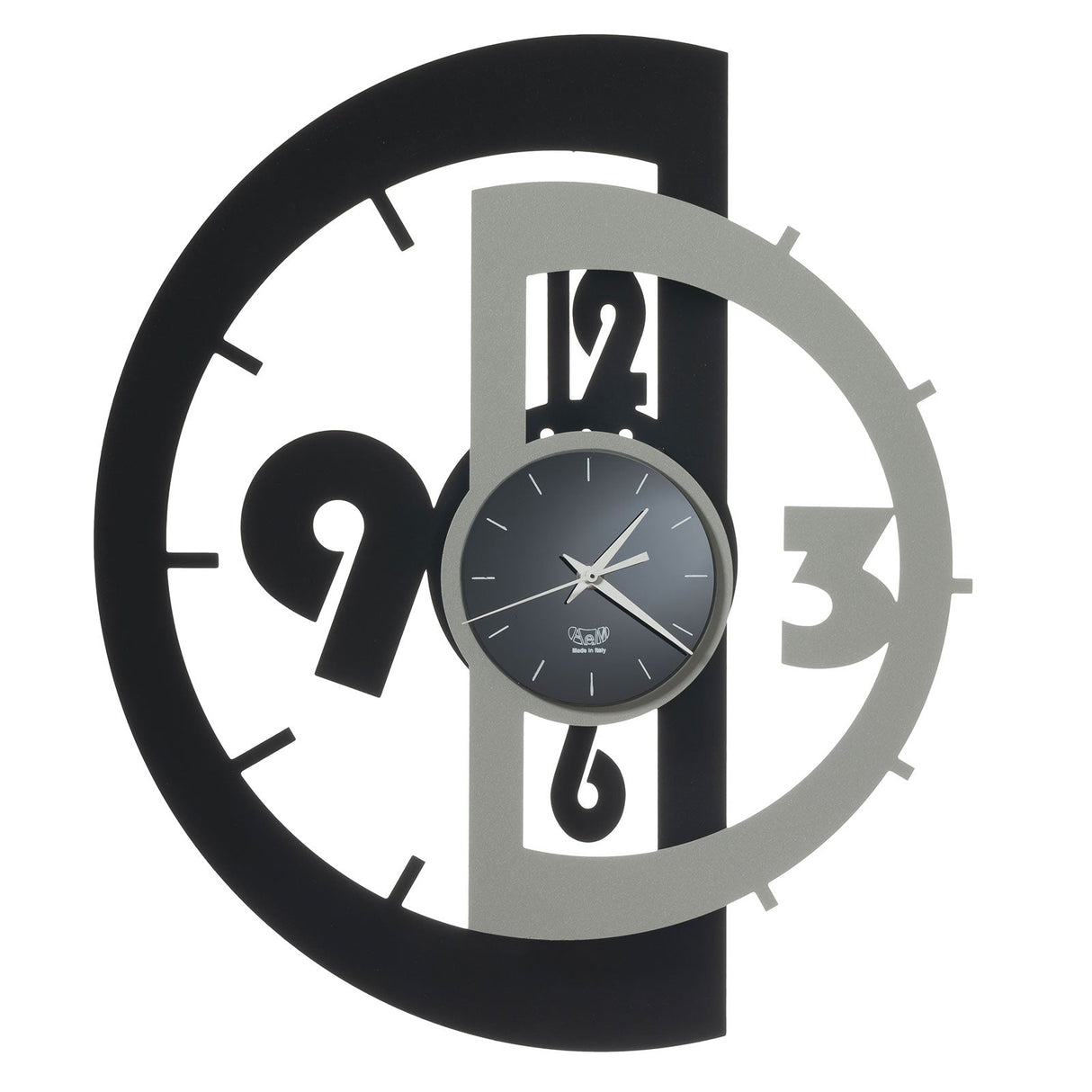 ARTI & MESTIERI Orologio da Parete Particolare Victor Nero E Alluminio