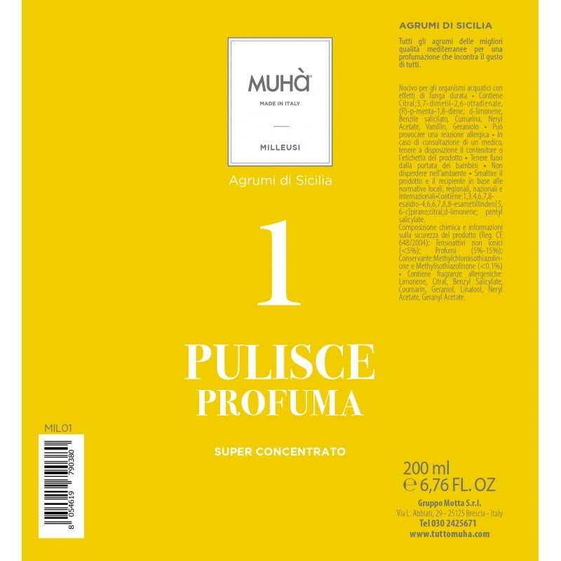 MUHA' Flacone Spray Milleusi 200ml Agrumi di Sicilia