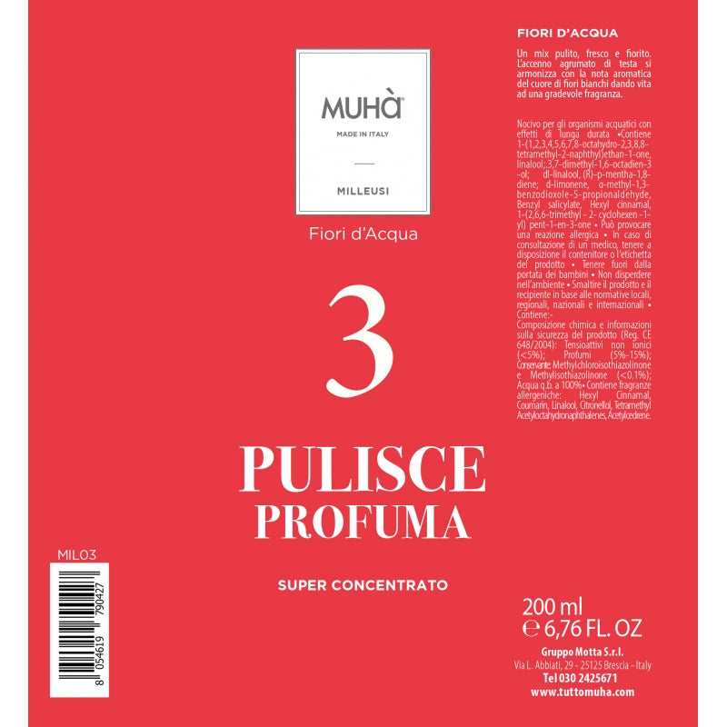 MUHA' Milleusi Detergent Spray Bottle 200ml Water Flowers