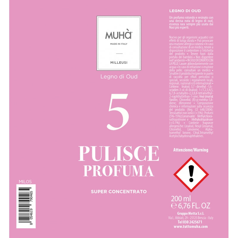 MUHA' Milleusi Detergent Spray Bottle 200ml Oud Wood