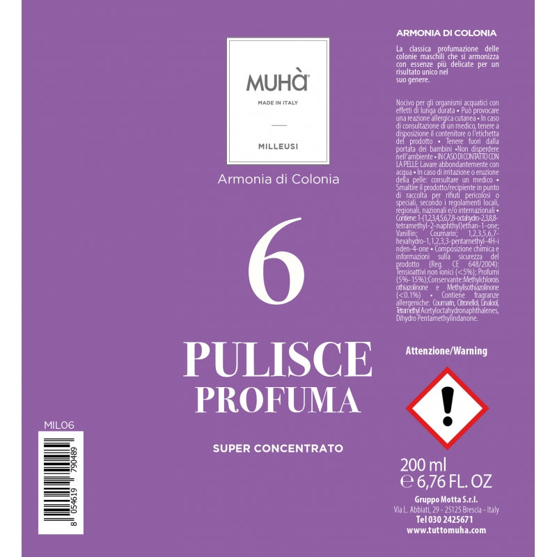 MUHA' Milleusi Detergent Spray Bottle 200ml Armonia di Colionia