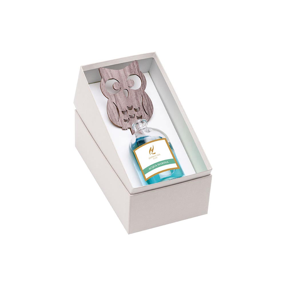 HYPNO CASA Diffusore con Bastoncini Sagoma Gufo 100ml Acqua Marina