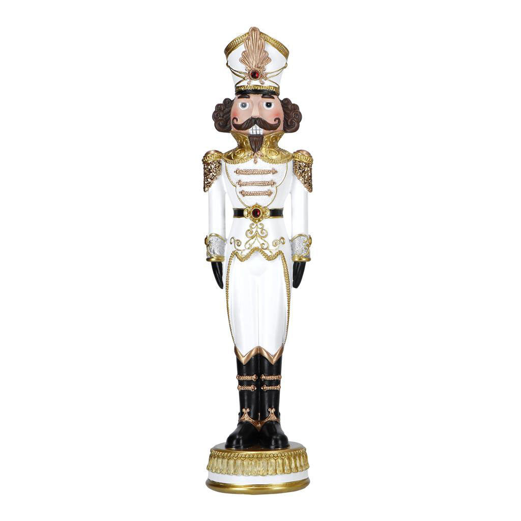TIMSTOR Soldatino Schiaccianoci di Natale Nutcracker 35cm Poliresina Bianco e Oro