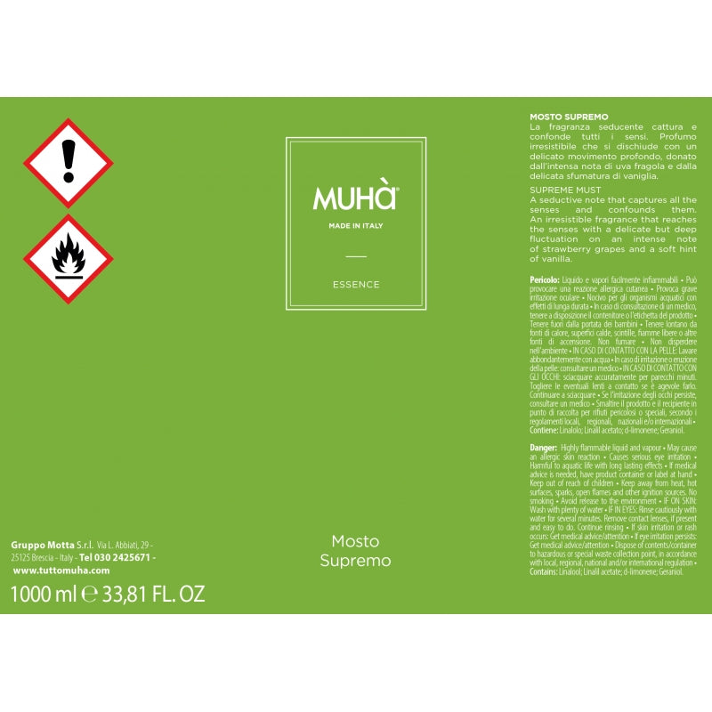 MUHA' Ricarica Refill 1000ml Profumatore D'Ambiente Mosto Supremo