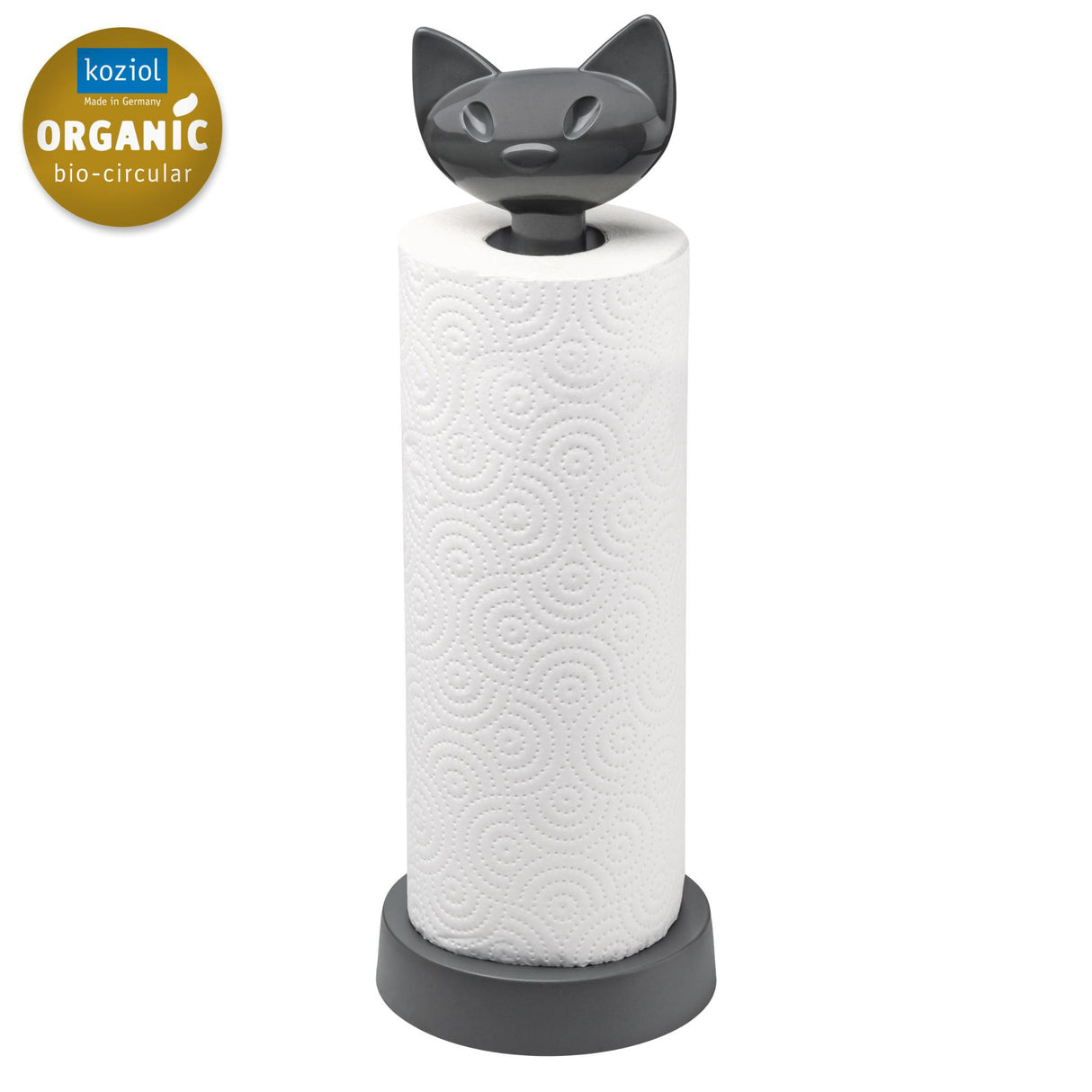 KOZIOL Portarotolo Portatovaglioli Miaou Gatto Grigio Scuro Organic