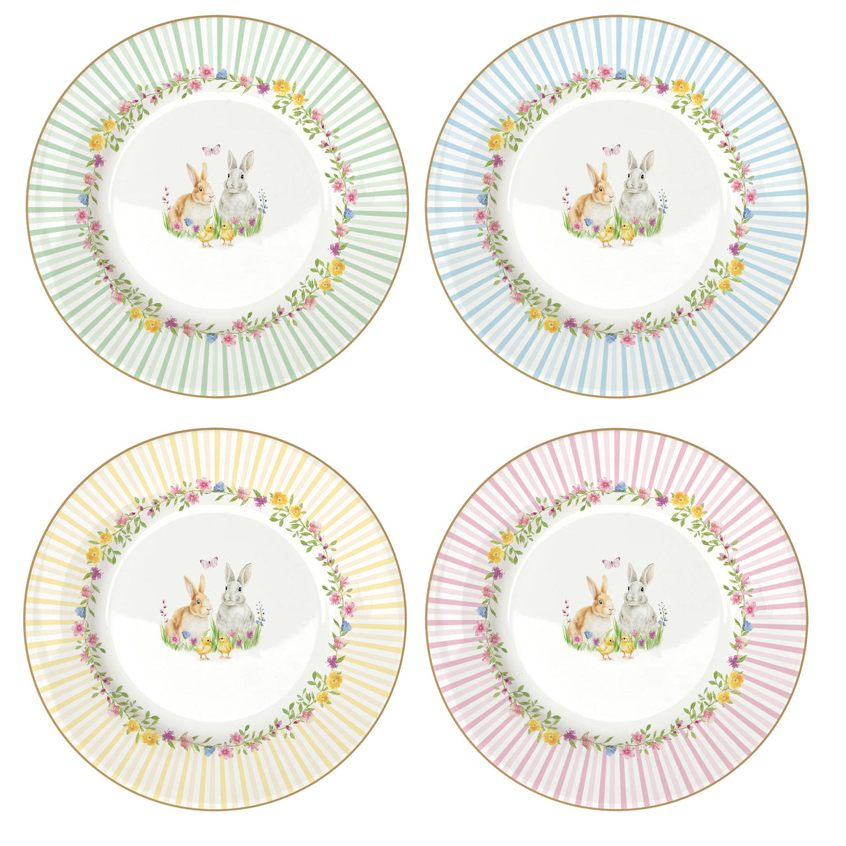 EASY LIFE Happy Easter Set 4 Piatti Dessert in Scatola Regalo 19cm Porcellana