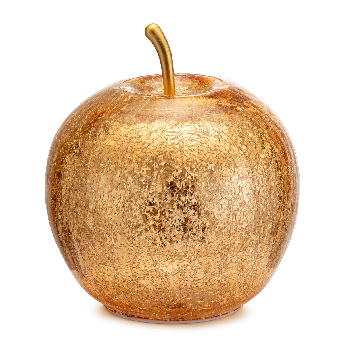 PALAIS ROYAL Mela Oro con LED Decorazione Natalizia 16x17cm Vetro