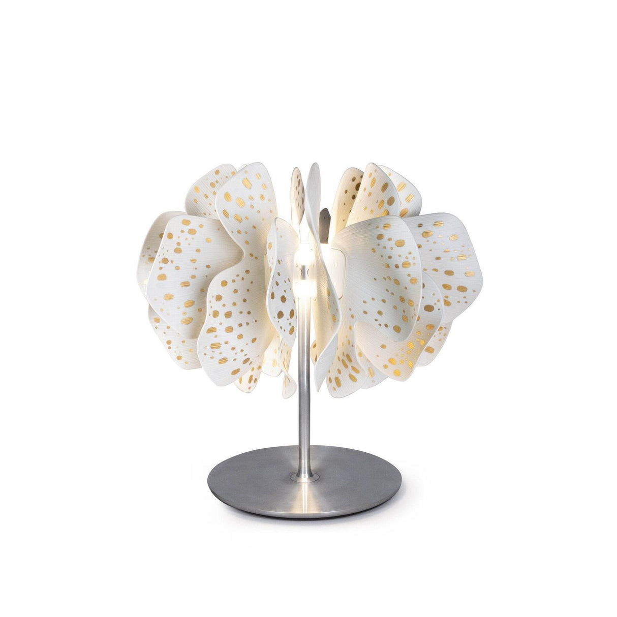 LLADRO' Lampada da Tavolo Nightbloom Bianco e Oro 47x47cm Porcellana