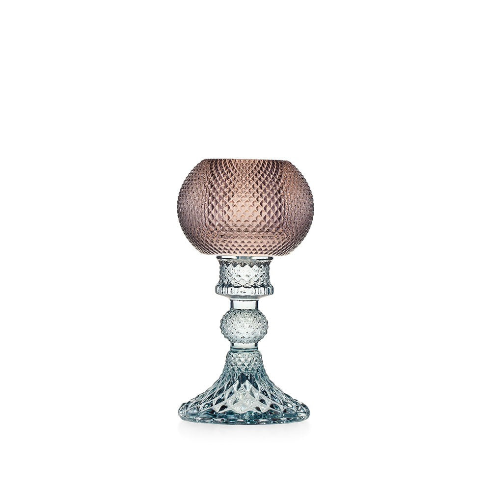 EMÒ ITALIA Atena Candeliere Piccolo Celeste in Vetro con Paralume Fango 16cm