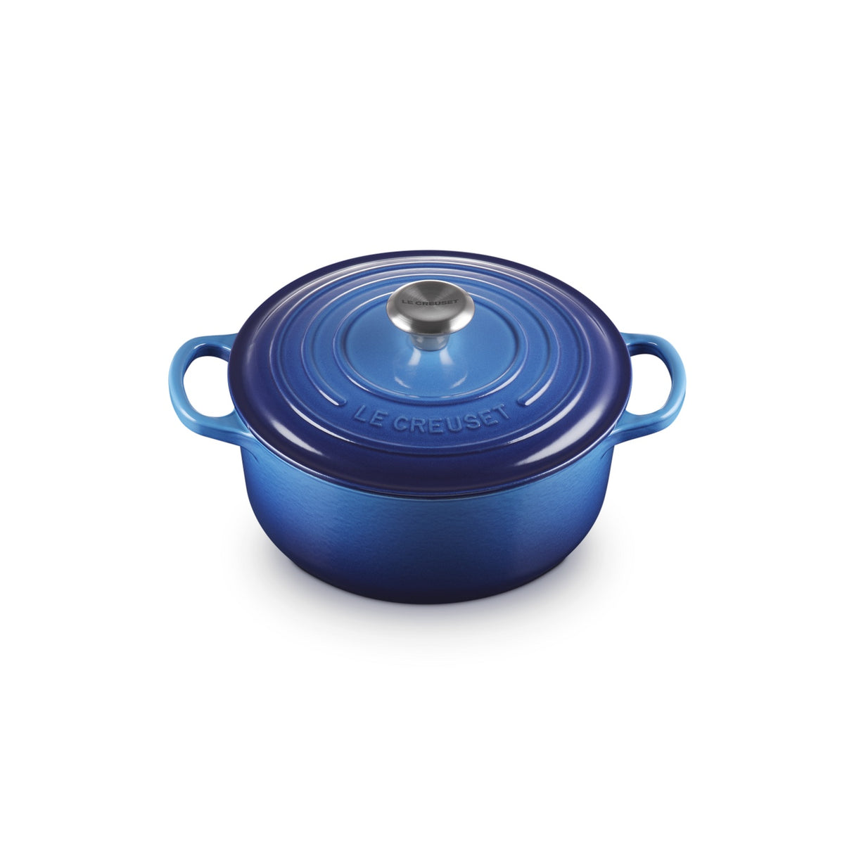 LE CREUSET Cocotte Rotonda Evolution 20cm Azure Blu Ghisa Vetrificata