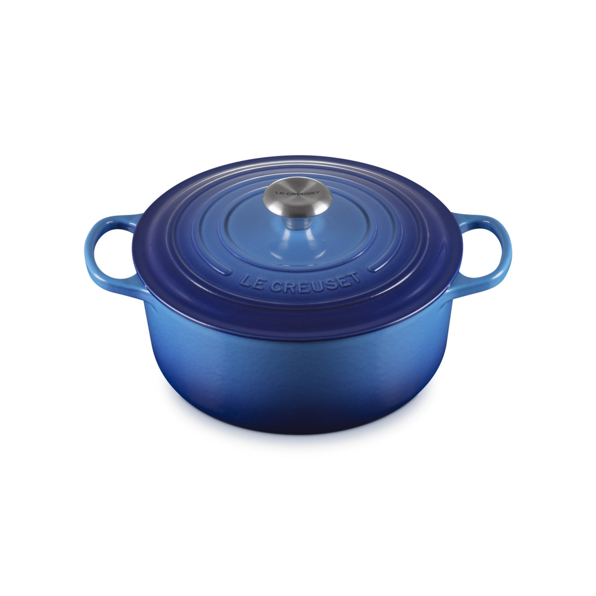 LE CREUSET Cocotte Rotonda Evolution 26cm Azure Blu Ghisa Vetrificata